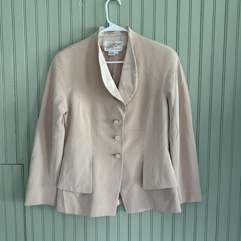 Vtg Rickie Freeman Teri Jon Jacket Womens Size 6 Tailored Fit Pink Champagne